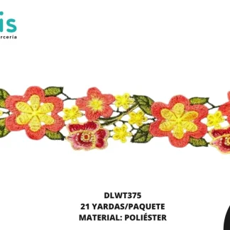 GUIPIUR BORDADO 3D DLWT375 MULTICOLOR 5.5 CM 21 YARDAS/PAQUETE