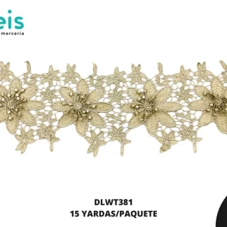 GUIPIUR BORDADO DECORADO DLWT381 DORADO 11 CM 15 YARDAS/PAQUETE