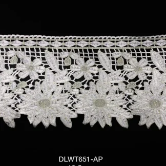 GUIPIUR BORDADO DECORADO DLWT651-AP BLANCO 19.5 CM 15 YARDAS/PAQUETE