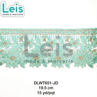 GUIPIUR BORDADO DECORADO DLWT651-JD JADE 19.5 CM 15 YARDAS/PAQUETE