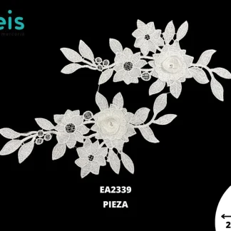 APLICACIONES EN PAR 3D POLIESTER BRILLOSO EA2339 29cmX13cm BLANCO