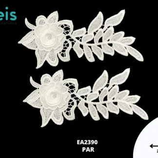 APLICACIONES EN PAR 3D POLIESTER BRILLOSO EA2390 24cmX10cm BLANCO