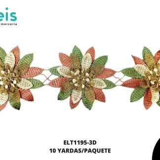 GUIPIUR BORDADO 3D ELT1195-3D MULTICOLOR 10.5 CM 10 YARDAS/PAQUETE
