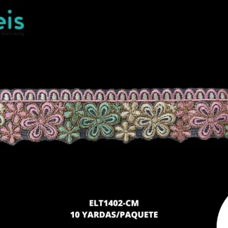 GUIPIUR BORDADO PLANO ELT1402-CM MULTICOLOR 5 CM 10 YARDAS/PAQUETE