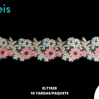 GUIPIUR BORDADO PLANO ELT1828 MULTICOLOR 6 CM 10 YARDAS/PAQUETE
