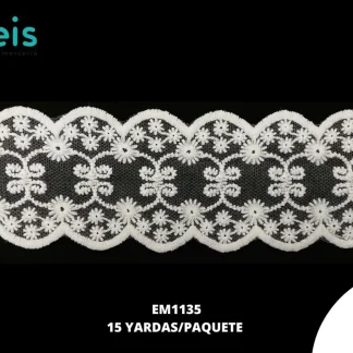 GUIPIUR SEDA DE LECHE TUL EM1135 BLANCO 6 CM 15 YARDAS/PAQUETE