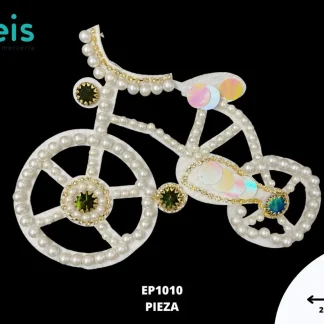 PARCHES PEDRERIA BICICLETA CON PERLA EP1010 21cmX15.5cm BLANCO