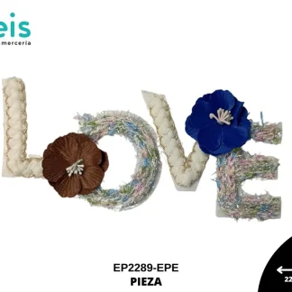 PARCHES BORDADOS Y ESTAMBRE LOVE CON FLORES EP2289-EPE 22.5cmX11cm MULTICOLOR