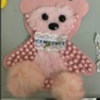 PARCHES BORDADOS Y ESTAMBRE OSO SENTADO POMPON Y PERLA EP2341-HB ROSA
