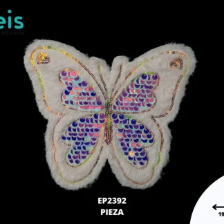 PARCHES BORDADOS Y ESTAMBRE MARIPOSA PELUCHE CON LENTEJUELA EP2392 19.5cmX17cm