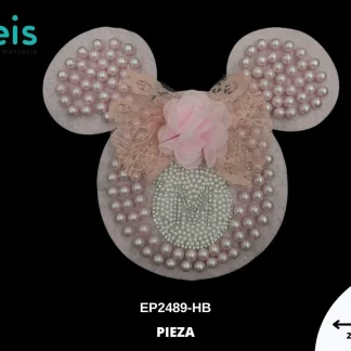 PARCHES PEDRERIA MIMI MOÑO TUL CON PERLA EP2489-HB 20cmX17cm ROSA