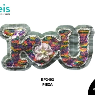 PARCHES LENTEJUELA I LOVE CON FLOR EP2493 MULTICOLOR