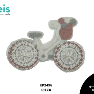 PARCHES BORDADOS Y ESTAMBRE BICICLETA CANASTA CON FLORES EP2496 17.3cmX12.5cm