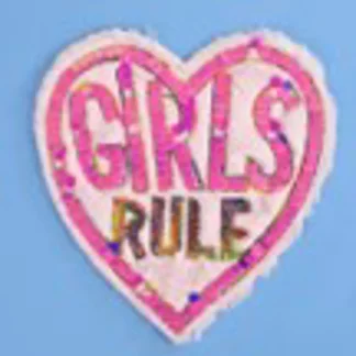 PARCHES BORDADOS Y ESTAMBRE CORAZON GIRL RULE CON LENTEJUELA EP2625-EPE