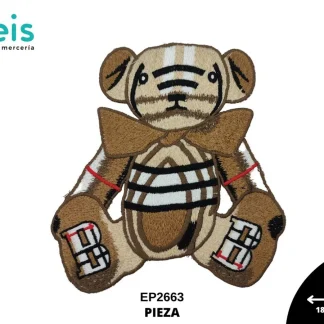 PARCHES BORDADOS Y ESTAMBRE OSO SENTADO EP2663 18.5cmX20cm BEIGE