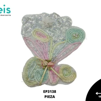 PARCHES BORDADOS Y ESTAMBRE LOVE RAMO DE FLORES EP3138 15.5cmX17.5cm