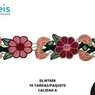 GUIPIUR BORDADO PLANO GBOR-0011 MULTICOLOR 5 CM 10 YARDAS/PAQUETE