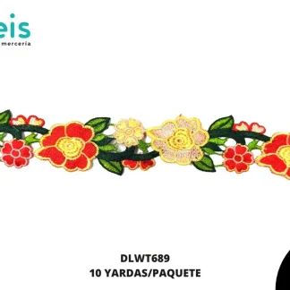 GUIPIUR BORDADO PLANO GBOR-0012 MULTICOLOR 4.3 CM 10 YARDAS/PAQUETE