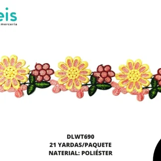 GUIPIUR BORDADO PLANO GBOR-0013 MULTICOLOR 5.5 CM 10 YARDAS/PAQUETE