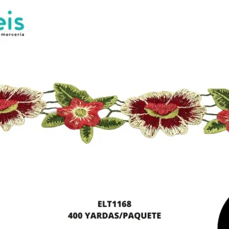 GUIPIUR BORDADO PLANO GBOR-0022 MULTICOLOR 4 CM 10 YARDAS/PAQUETE