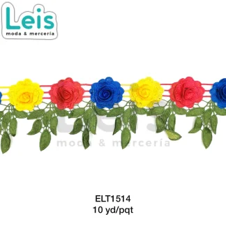 GUIPIUR BORDADO 3D GBOR-0025 MULTICOLOR 10 YARDAS/PAQUETE