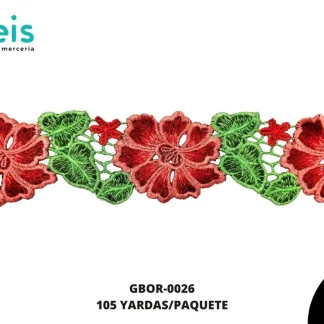 GUIPIUR BORDADO PLANO GBOR-0026 MULTICOLOR 5.5 CM 16 YARDAS/PAQUETE