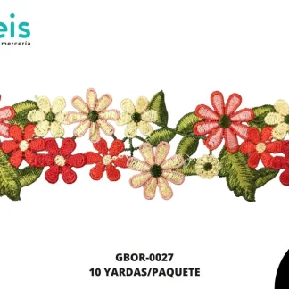 GUIPIUR BORDADO PLANO GBOR-0027 MULTICOLOR 7 CM 10 YARDAS/PAQUETE