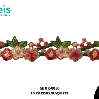 GUIPIUR BORDADO PLANO GBOR-0030 MULTICOLOR 4 CM 10 YARDAS/PAQUETE