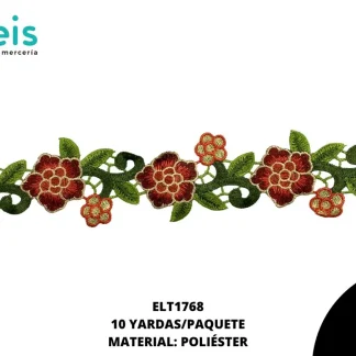 GUIPIUR BORDADO PLANO GBOR-0032 MULTICOLOR 6 CM 10 YARDAS/PAQUETE