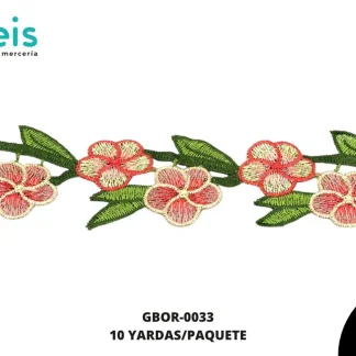GUIPIUR BORDADO PLANO GBOR-0033 MULTICOLOR 5 CM 10 YARDAS/PAQUETE