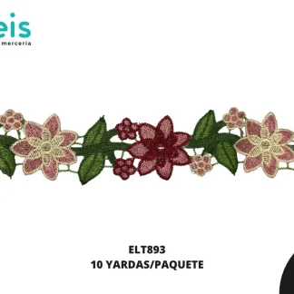 GUIPIUR BORDADO PLANO GBOR-0042 MULTICOLOR 5 CM 10 YARDAS/PAQUETE