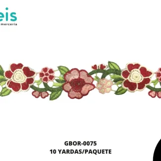 GUIPIUR BORDADO PLANO GBOR-0075 MULTICOLOR 4 CM 10 YARDAS/PAQUETE