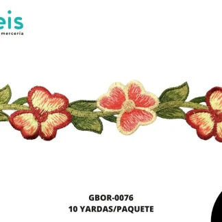 GUIPIUR BORDADO PLANO GBOR-0076 MULTICOLOR 4.5 CM 10 YARDAS/PAQUETE