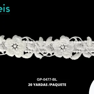 GUIPIUR SEDA DE LECHE PLANO GP-0477-BL BLANCO 2.5 CM 20 YARDAS/PAQUETE
