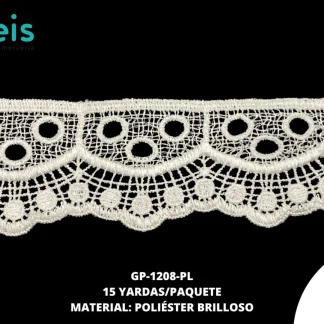 GUIPIUR POLIESTER BRILLOSO PLANO GP-1208-PL BLANCO 5.5 CM 15 YARDAS/PAQUETE