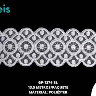 GUIPIUR SEDA DE LECHE CEREMONIAS GP-1274-BL BLANCO 6.2 CM 15 YARDAS/PAQUETE
