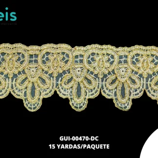 GUIPIUR BORDADO PLANO GUI-00470-DC DORADO 9 CM 15 YARDAS/PAQUETE