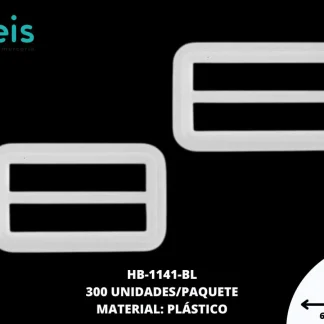 HEBILLA PLASTICA RECTANGULAR 40X65MM REF: 50MM BLANCO 300 U/PAQUETE