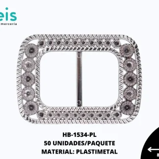 HEBILLA RECTANGULAR 52MM REF: 57-1 PLATA 50 U/PAQUETE