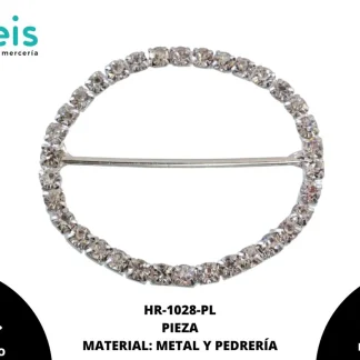 HERRAJE STRASS OVAL P.C 37MM REF:JL-1747B PLATA