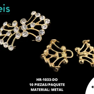 HERRAJE STRASS FLOR 50X29mm REF: DK3033 DORADO ROSADO 10U/PQT