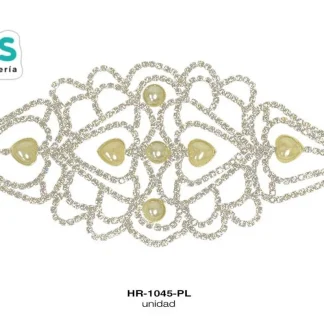 HERRAJE STRASS CZN PERLA 15.5X7.5cm REF: 5 PLATA