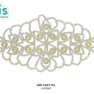 HERRAJE STRASS FLOR PERLA 16.4X7.5cm REF: 7 P