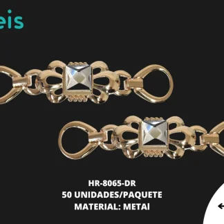 HERRAJE METALICO PIEDRA CUAD 73X17mm REF: S001 DORADO ROSADO 50 u/pqt