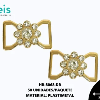 HERRAJE METALICO PIEDRA FLOR 31X16mm REF: 5944 DORADO ROSADO