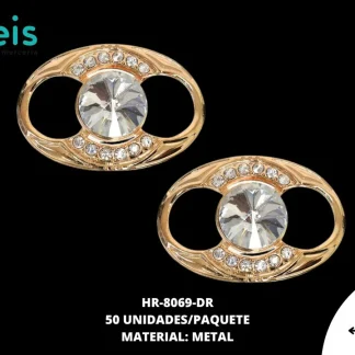 HERRAJE METALICO PIEDRA OVAL 40X27mm REF:5943 DORADO ROSADO 50u/pqt