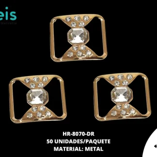 HERRAJE METALICO PIEDRA CUAD 31X22mm REF:5942 DORADO ROSADO 50u/pqt