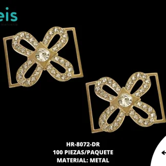 HERRAJE METALICO PIEDRA FLOR 38X23mm 100 UND/PAQ DORADO