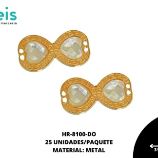 HERRAJE MET PIEDRA CZN DBL 31X16MM REF: HMV604 DORADO 25 U/PQT