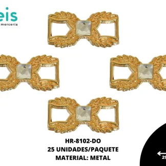HERRAJE MET PIEDRA CUAD HEB 29X15MM REF: HMV602 DORADO 25 U/PQT